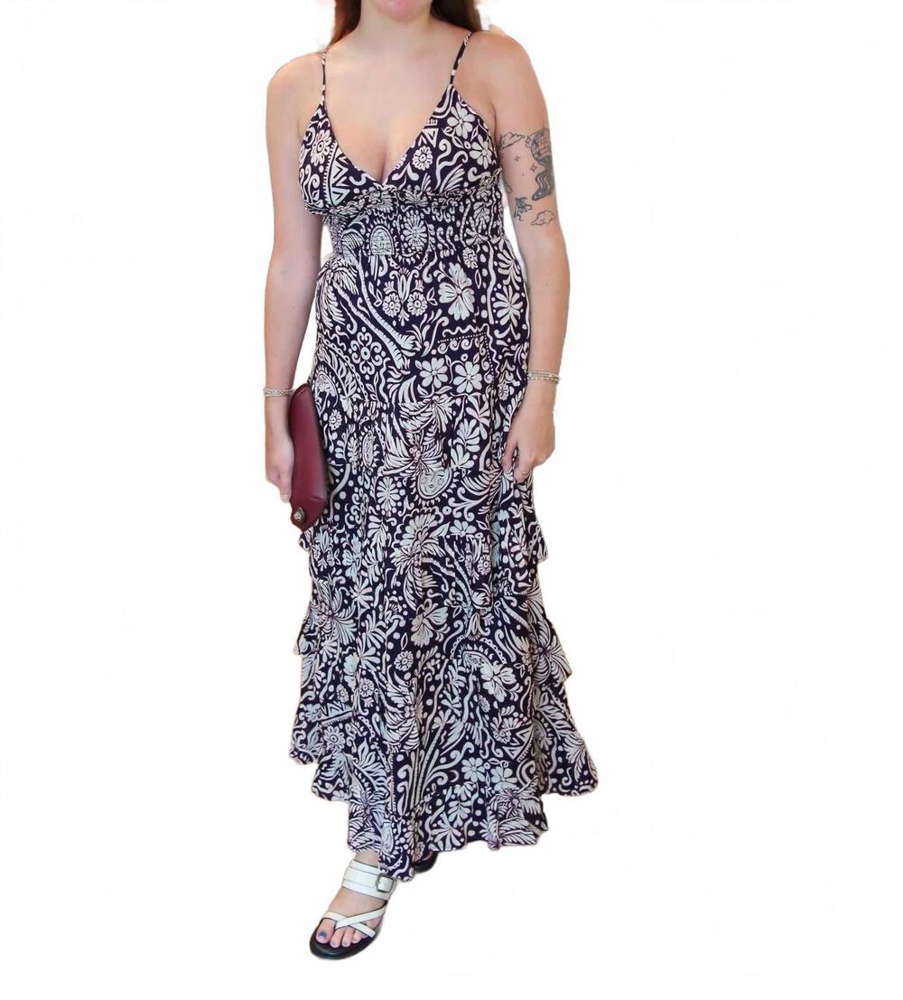 NEW BILA77 alana tiered maxi dress in black sand